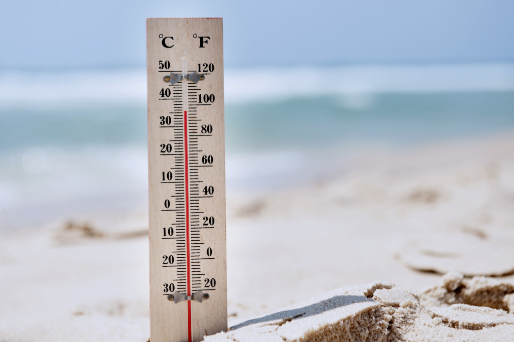 thermometer on a beach