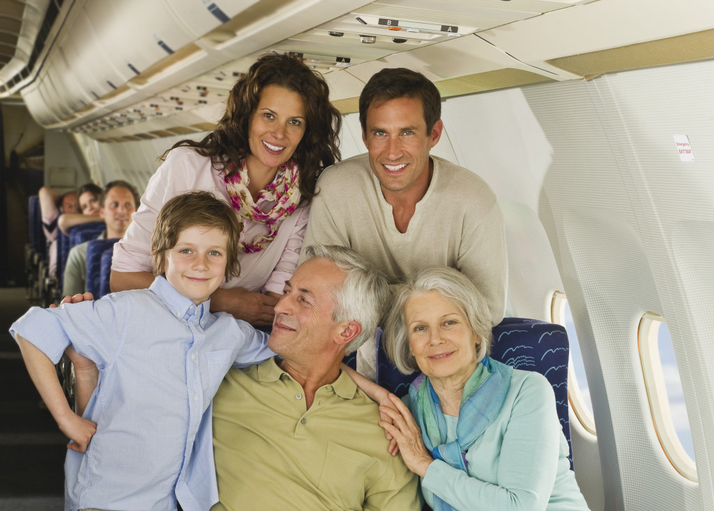 family in the airplane