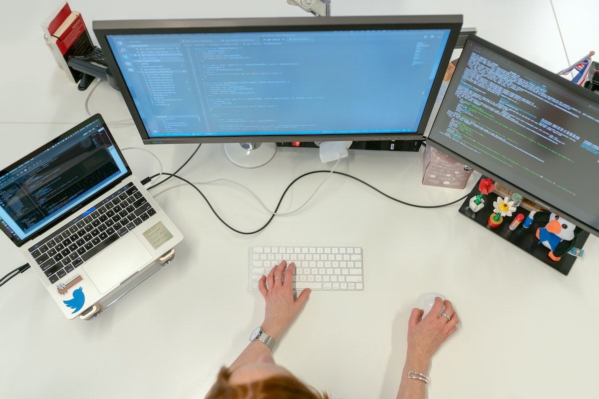 software engineer coding on computer