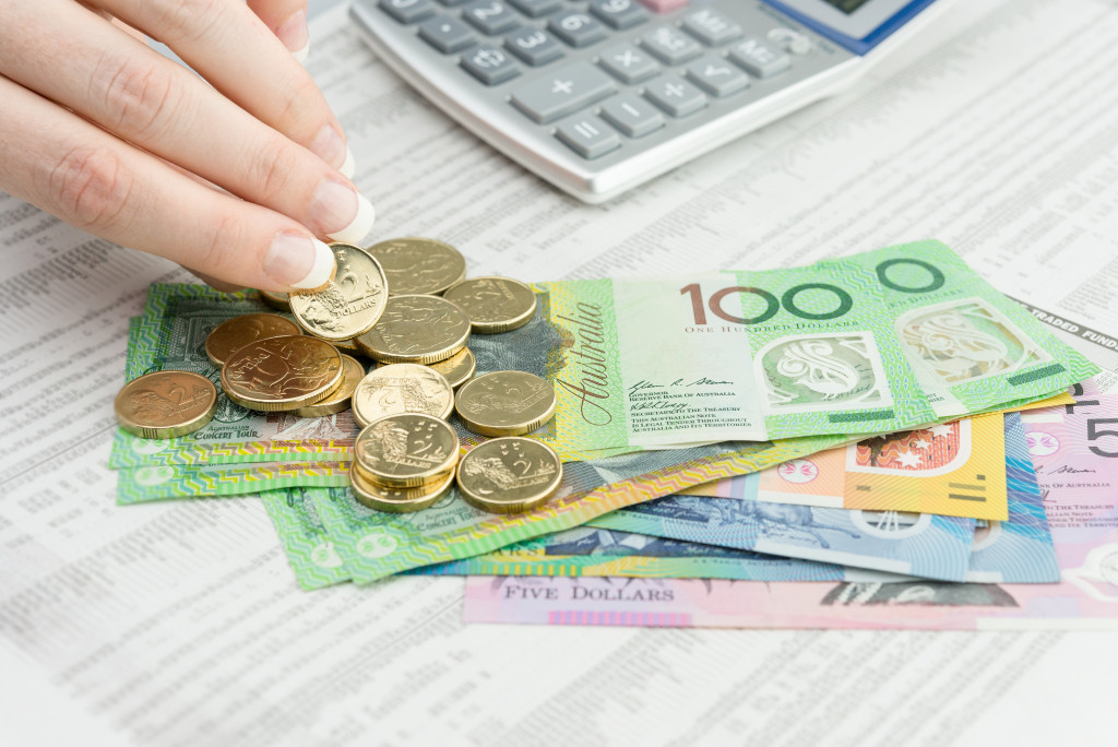 Coins and cash on a table